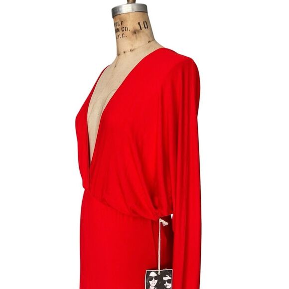 Young Fabulous & Broke Red Deep V Neck Maxi Dress XS - Picture 4 of 8